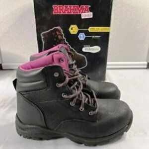 Brahma Bevel Women's SIZE 5 1/2 Steel Toe Safety Work Boots Black/Pink